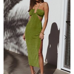 Green runaway the label dress NWT